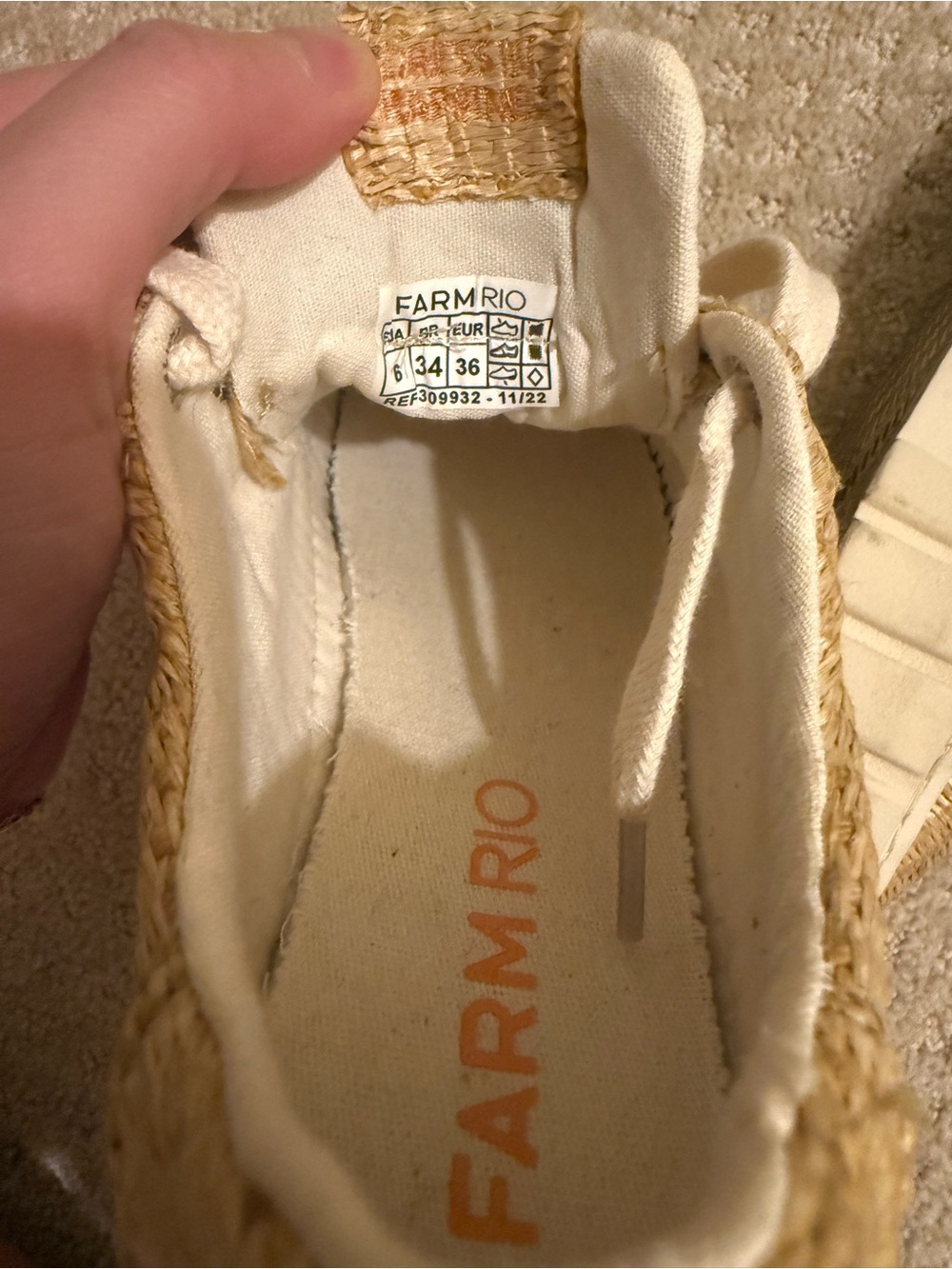 FARM Rio Natural Raffia Lace-Up Sneakers with Cream Sole - Picture 4 of 4